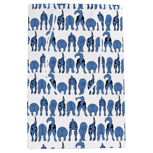 Blue Dog Butts Pattern Medium Gift Bag (Front)