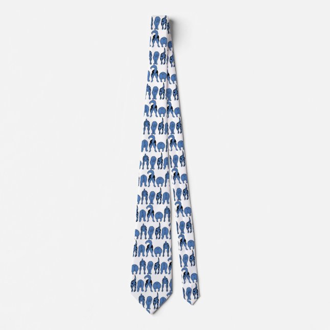 Blue Dog Butts Pattern Tie (Front)