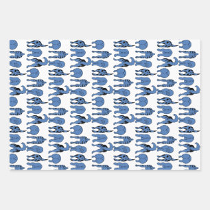 Blue Dog Butts Pattern Wrapping Paper Sheet