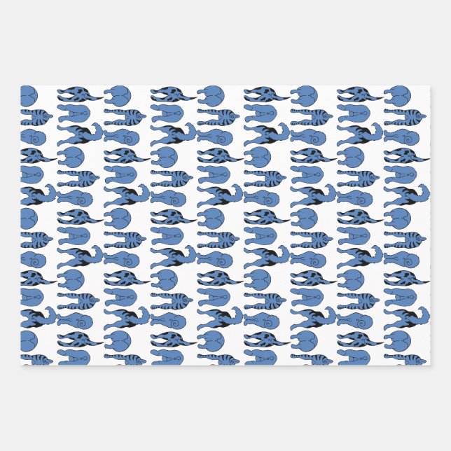 Blue Dog Butts Pattern Wrapping Paper Sheet (Front)