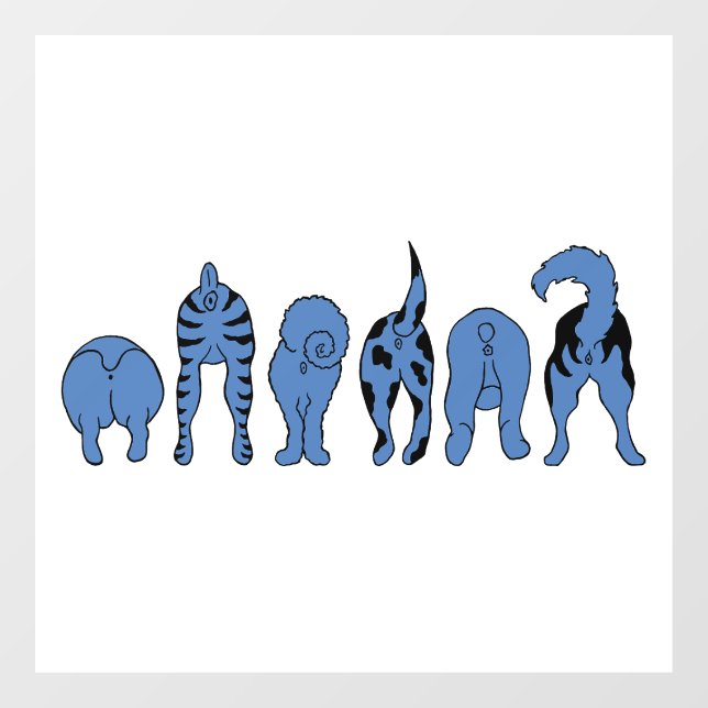 Blue Dog Butts Window Cling (Sheet)
