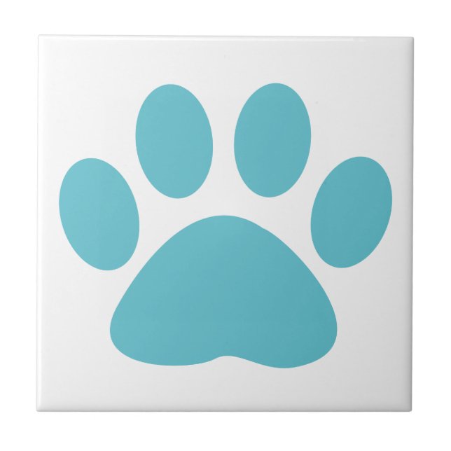 Blue Dog Cat Paw Print Tile (Front)