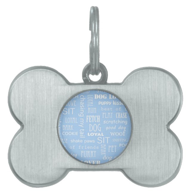 Blue Dog Lover Sayings Pet ID Tag (Front)