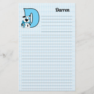 Blue Dog Mongrammed "D" Lined Stationery
