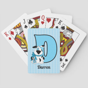 Blue Dog Monogrammed Kid's Playing Cards