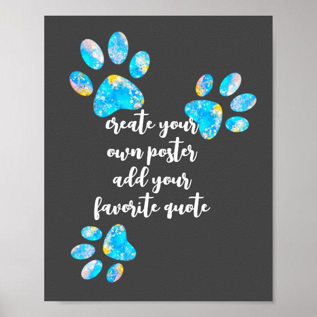  blue dog paw print on grey add text create your  (Front)