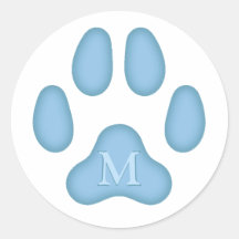 Blue Dog Paw Print Personalised Pet Monogram Seal