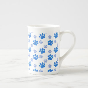 Blue Dog Paw Print Simple Animal Lover Puppies Bone China Mug