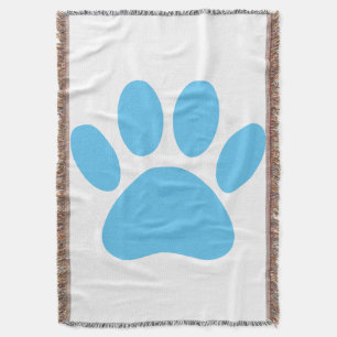 Blue Dog Pawprint Throw Blanket