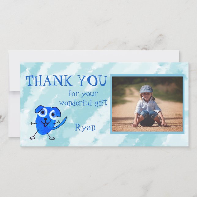 Blue Dog Personalised Thank You Card (Front)
