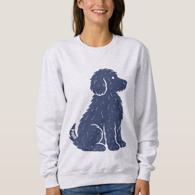 Blue Dog Silhouette Minimal Art Sweatshirt (Front)