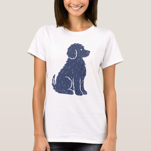 Blue Dog Silhouette Minimal Art T-Shirt (Front)