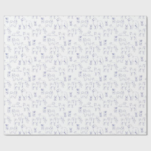 Blue Dogs Pattern Wrapping Paper