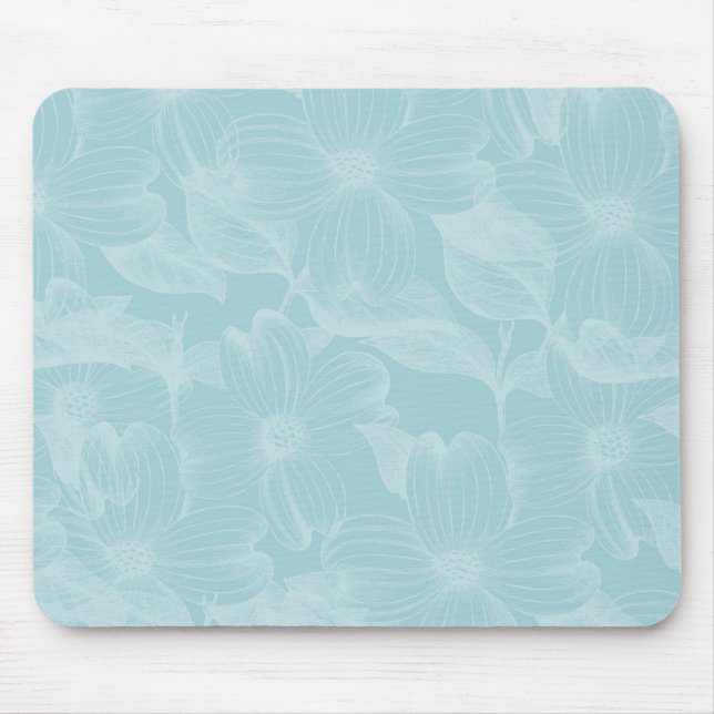Blue Dogwood Floral Mouse Mat (Front)