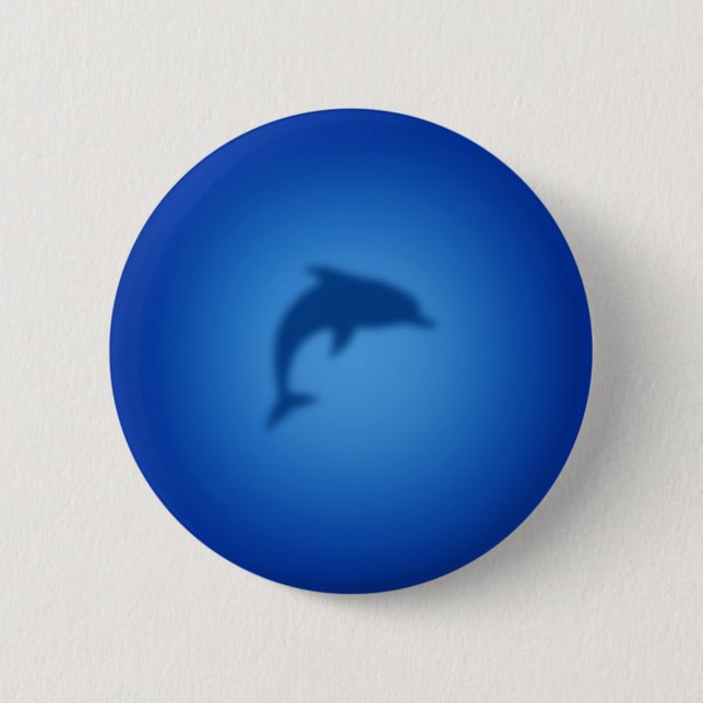 Blue dolphin 6 cm round badge (Front)