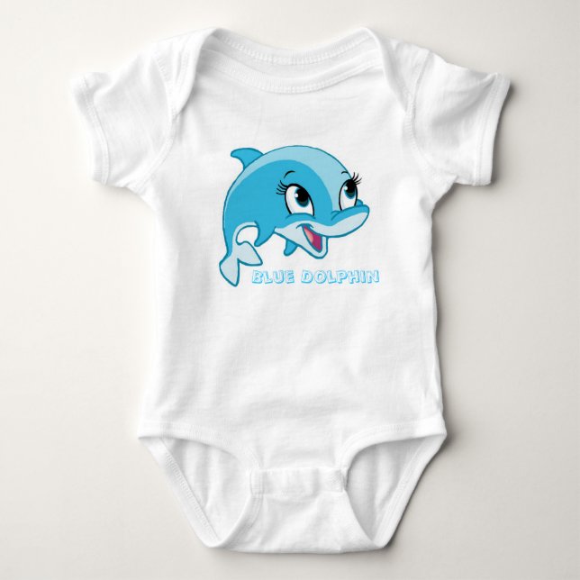blue dolphin baby bodysuit (Front)