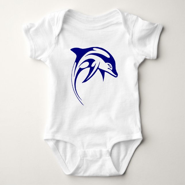 Blue Dolphin Baby Bodysuit (Front)