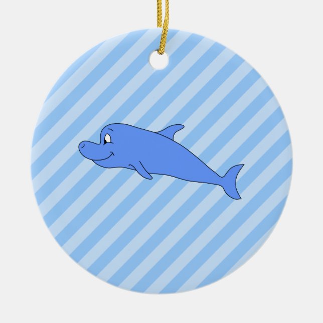Blue Dolphin. Ceramic Tree Decoration (Front)