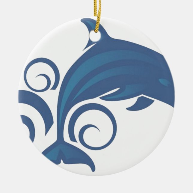 Blue dolphin ceramic tree decoration (Front)