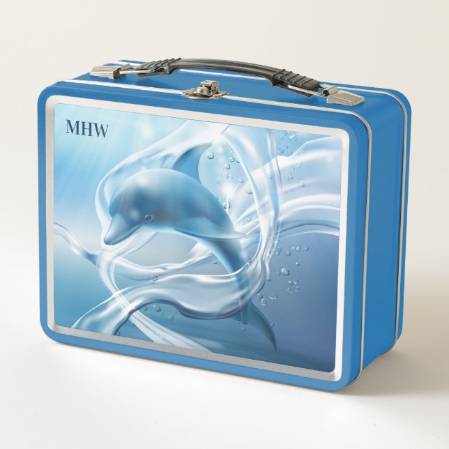 Blue Dolphin custom monogram lunch boxes (Front)