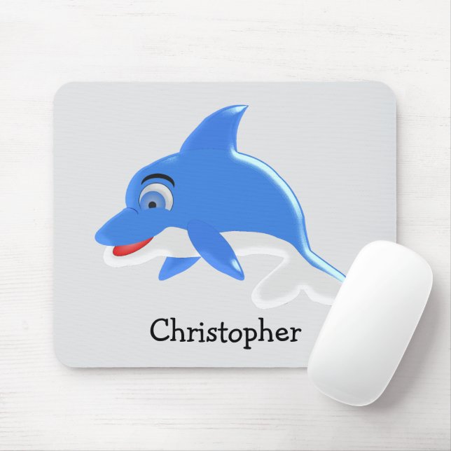 Blue Dolphin Design Mouse Mat (With Mouse)