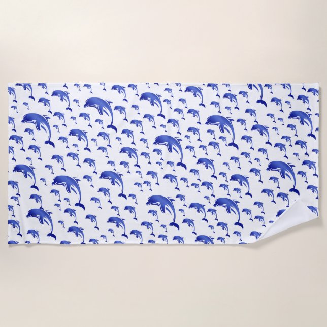 blue,dolphin, fish, nature, aquatic, design, beach towel (Front)