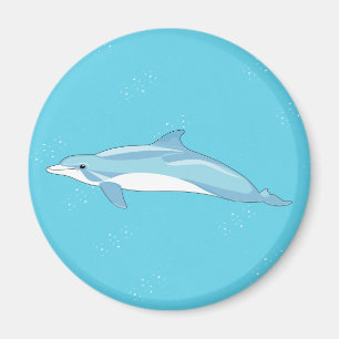 Blue Dolphin Illustration Ocean Design Magnet