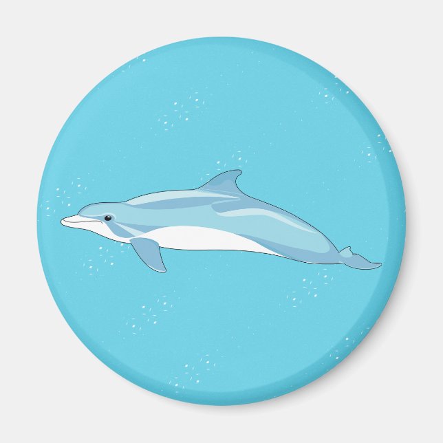 Blue Dolphin Illustration Ocean Design Magnet (Front)
