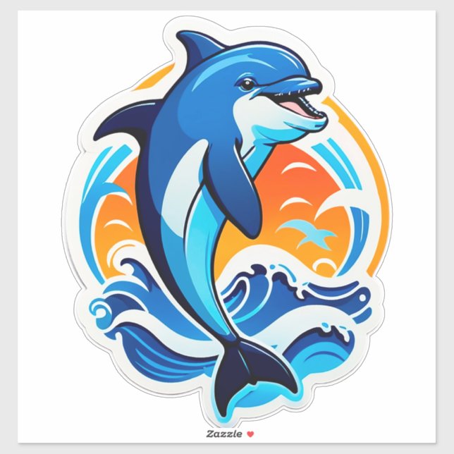 Blue Dolphin Jumping Over Ocean Waves (Sheet)