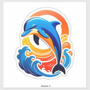 Blue Dolphin Jumping Over Ocean Waves