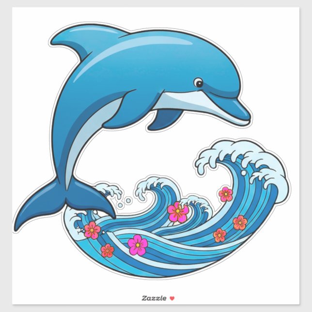 Blue Dolphin Jumping Over Ocean Waves (Sheet)