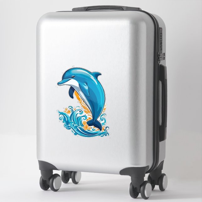Blue Dolphin Jumping Over Ocean Waves (Suitcase)