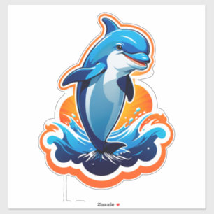 Blue Dolphin Jumping Over Ocean Waves