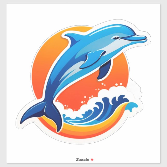 Blue Dolphin Jumping Over Ocean Waves (Sheet)