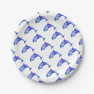 Blue Dolphin Paper Plate