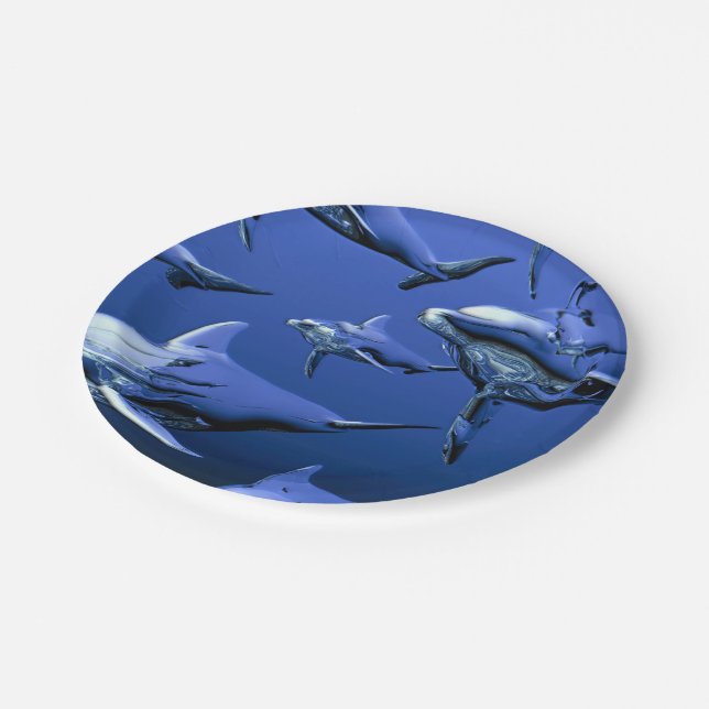 Blue Dolphin Paper Plate (Angled)