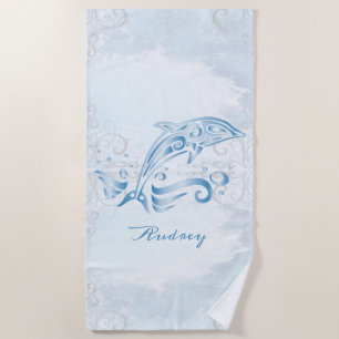 Blue Dolphin Personalised Beach Towel