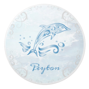 Blue Dolphin Personalised Ceramic Knob