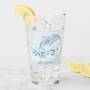 Blue Dolphin Personalised Glass Cup