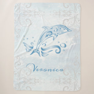 Blue Dolphin Personalised Sherpa Blanket
