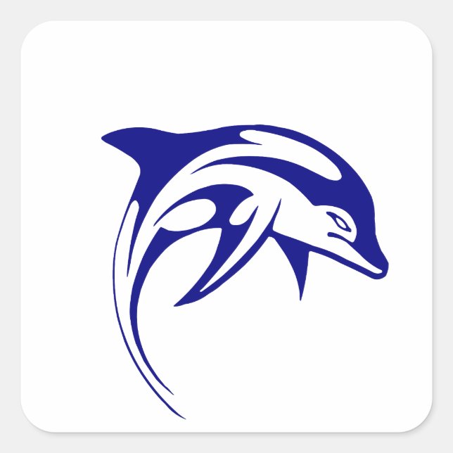 Blue Dolphin Square Sticker (Front)
