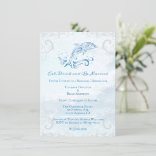 Blue Dolphin Wedding Rehearsal Dinner Invitation