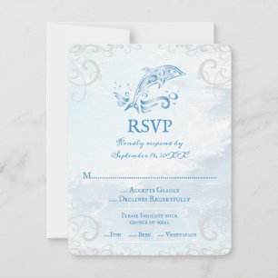 Blue Dolphin Wedding RSVP Card