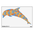 Blue Dolphin with Hawaiian Flowers Wall Decal