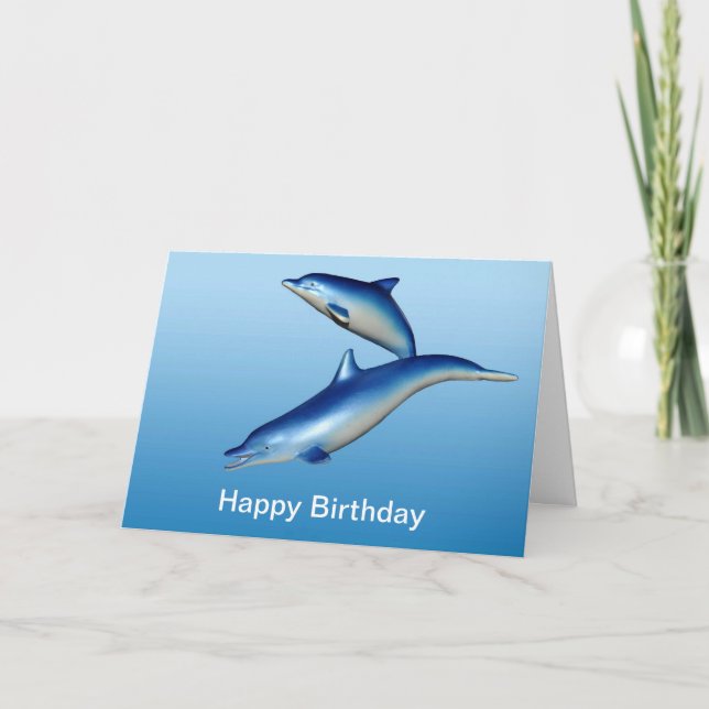 Blue Dolphins Birthday Card (Front)