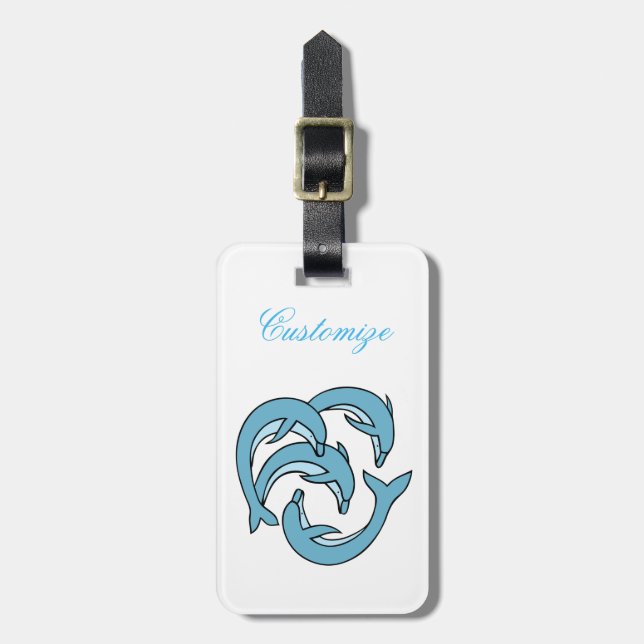 Blue Dolphins circling Thunder_Cove Bar Luggage Tag (Front Vertical)