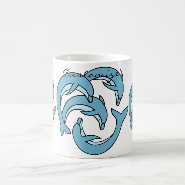 Blue Dolphins circling Thunder_Cove Coffee Mug (Center)