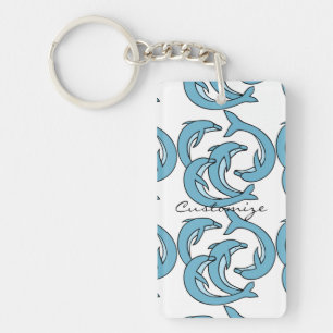 Blue Dolphins circling Thunder_Cove Key Ring