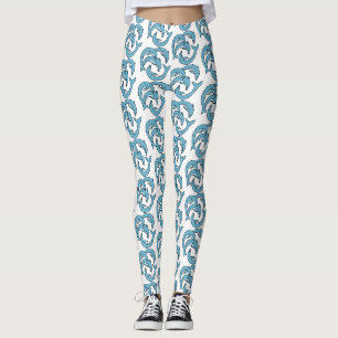 Blue Dolphins circling Thunder_Cove Leggings