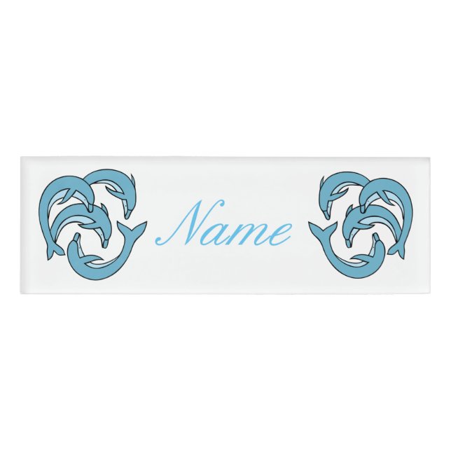 Blue Dolphins circling Thunder_Cove Name Tag (Front)